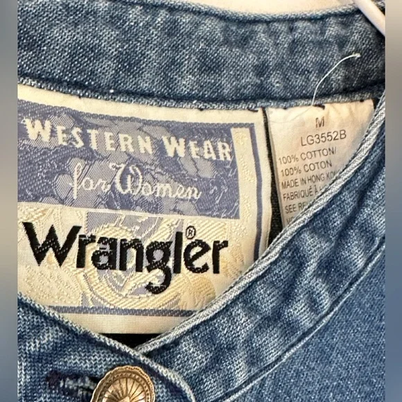 Vintage Wrangler 90’s Denim Western Shirt Blue Medium Women’s - Picture 2 of 4